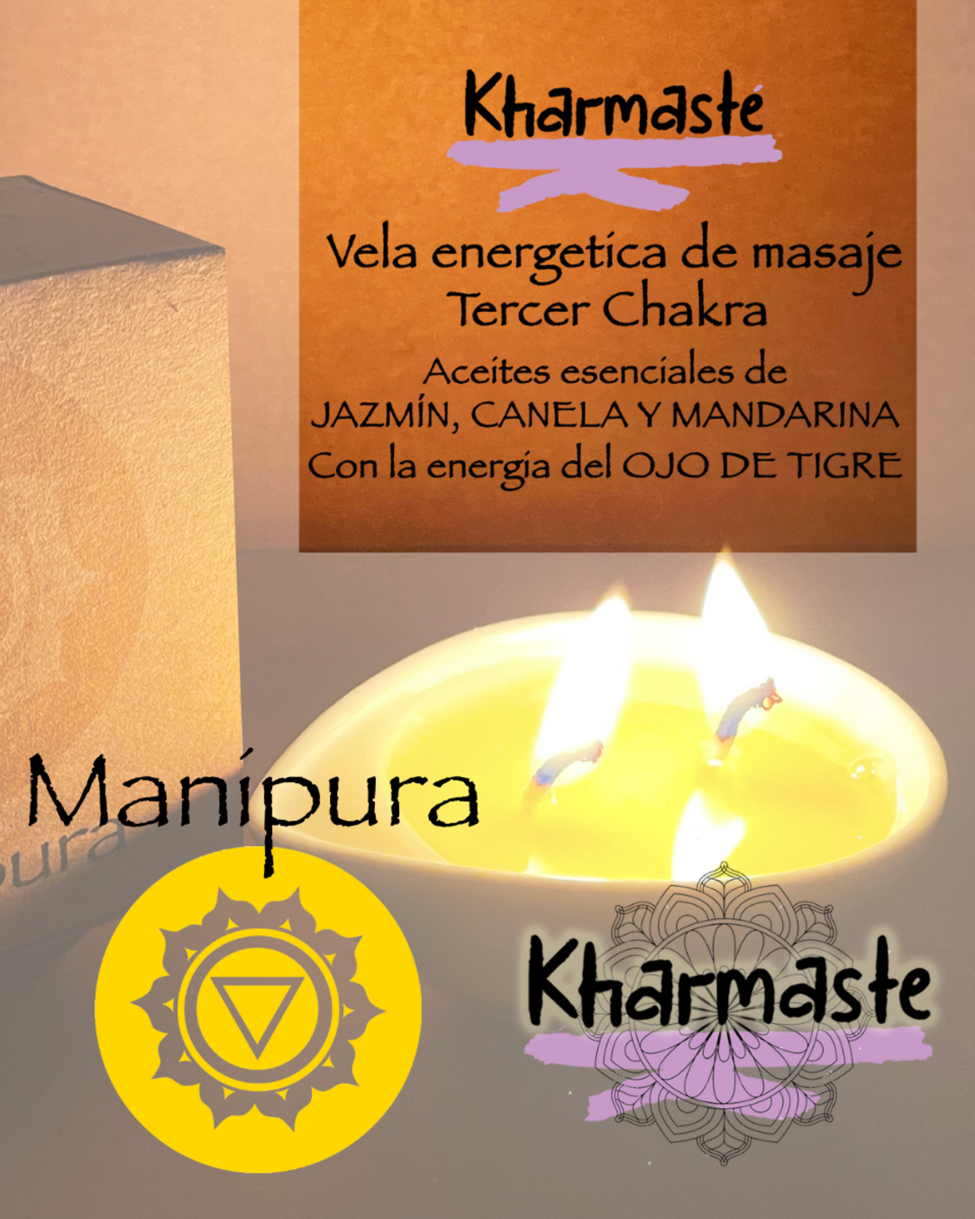 Vela de masaje Manipura. Tercer Chakra. Plexo Solar - 2